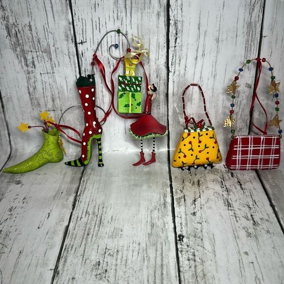 VTG LOT 5 Kim Bowles Dept 56 SANTA CLAUS LOLLYSTICKS Miniature Hanging Ornaments - Picture 1 of 11